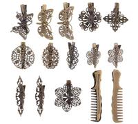 CALLARON 15 Horquillas Pelo Vintage de Metal Color Café Buen Agarre Olor, Clips Sencillos para Niñas y Mujeres en Estilo Elegante Varios estilos