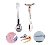 CALLARON 1Juego Cucharas De Facial De Doble Punta y Barra Para Masaje Ocular y Aplicación De Compacto y Portátil Para Cuidado