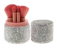 CALLARON 1juego Pinceles De Maquillaje Viaje Con Organizador De Cristal y Tapa Incluye Brochas Para Base Polvo Ojos y Labios Kit De Cosméticos Para Casa y