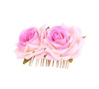CALLARON 1Pieza Peine Rosa De Doble Flor Para Fiesta Adorno Para Mujeres y Niñas Accesorio De Duradero y Chic