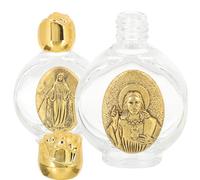 CALLARON 2 Piezas Botella de Agua de Bendición Dorada de Vidrio Diseño Antigoteo y Tapa de Seguridad para Decoraciones de Bautizo y Bendiciones Varios estilos
