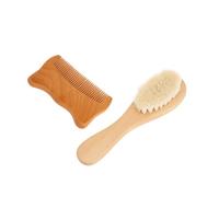 CALLARON 2 Piezas Cepillo y Peine para Bebés de Madera Cepillo de Baño Suave con Pelo de Natural para Recién Nacidos Cuidado del Cabello y Estimulación del Cabelludo