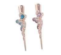 CALLARON 2 Piezas Clips de Pelo Metálicos con Cristal y Strass Pinzas de Pato Grandes de Aleación para Peinados Elegantes Horquillas Vintage Brillantes para Mujeres y Niñas Juego de Azul y