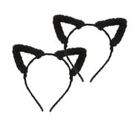 CALLARON 2 Piezas diadema con orejas de gato orejas de gato blancas diadema blanca con orejas de gato orejas blancas orejas de rata orejas de pelaje artificial Black