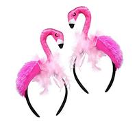 CALLARON 2 Piezas diadema de flamenco flamenco rosa decoraciones de fiesta de flamencos Luau Party adulto arriba diadema tropical diademas de niñas poliéster Rosado
