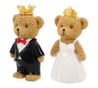 CALLARON 2 Piezas Figura Osos para Adorno de Boda y San Valentín, Muñecos Románticos para Pastel y Adorno de Aniversario, Obsequio Adecuado Hogar