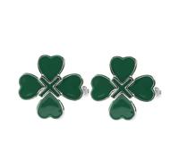 CALLARON 2 Piezas Gemelos Trébol Verde Irlandés Joyería De Puño De Cuatro Hojas Sujetadores De Brazalete De Aleación Para Hombres Suministros De Fiesta Del Día De La, Metal, No Gemstone