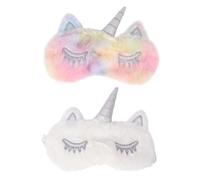 CALLARON 2 Piezas Máscara de Ojos de Felpa para Dormir Bonita Máscara de Ojos de Peluche para Viajes y Descansos Antifaz de Peluche para Niñas Antifaz