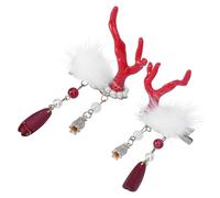 CALLARON 2 Piezas pasador de pelo de asta horquillas antiguas con borlas pasador de dibujos animados preciosas horquillas con borlas pinzas para el cabello para pequeños aleación rojo