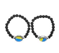 CALLARON 2 Piezas Pulsera de Amistad Internacional con Cabujón de Brazaletes Negros con Cuentas Esmaltadas Accesorio Patriótico Duradero para Mujeres y Niñas