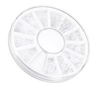 CALLARON 200piezas Pearlas Decoración Uñas Resina Mixtas y Caja Cabujones Planos Media Ronda Para Arte Uñas y Manualidades