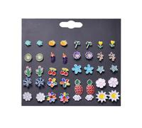 CALLARON 20pares Flower and Fruit Earrings Set for Women Chic Ear Jewelry with and Cherry Designs for Daily Wear