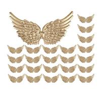 CALLARON 24 Parches Bordados de Alas Doradas para Coser en Ropa y Jeans, Apliques de Tejido Cómodos y Creativos para Decoración de Fiestas y Proyectos DIY
