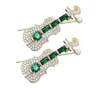 CALLARON 2piezas Broche De Violín De Rhinestone Para Mujer De Alfileres Decorativos Joyería Musical Para Traje Vestido y Accesorios Elegantes Verde
