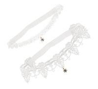 CALLARON 2piezas Conjunto De Ligaduras De Novia De Encaje Colgante De Rhinestone Para Bodas Banda De Elegante