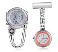 CALLARON 2piezas Conjunto De Reloj De Enfermera Clip Reloj De Bolsillo Digital para Exteriores Relojes De Enfermería para Mochila Diseño Simple y Práctico para Uso Diario