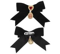 CALLARON 2piezas Corbata de Moño de Terciopelo Broches de Lazo Preestablecidos Accesorios para Mujer Corbatas Francesas Vintage con Dijes de Corazón Alfileres de Solapa Navideños Ovalados