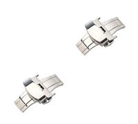 CALLARON 2piezas Correa De Reloj De Acero Inoxidable Hebilla Doble Presión Para Estribos De Accesorio Duradero y Elegante Color Plateado