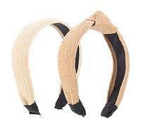 CALLARON 2piezas Diadema De Paja Tejida Diademas De Rafia Para Mujer Adorno Cabello De Fiesta Tocados Delicados De Rafia Pinzas Cabello Vintage Para Festivales y Celebraciones