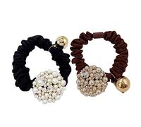 CALLARON 2piezas Diadema De Perlas Coletero Puño Para De Caballo Liga Cabello De Imitación Banda Cabello Para Mujer De Coletero Gemas De Imitación Para Fiesta o Diario