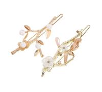 CALLARON 2piezas Horquilla Perla y Flores Delicada para Niñas Pinza Pelo Flores y Perlas para Tocados de Moda Eventos Especiales