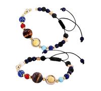 CALLARON 2piezas Pulsera Estrella Guardiana De Moda Para Mujer Pulsera De Cuentas Del Sistema Solar Planetas y Galaxias Para Fiestas y Viajes