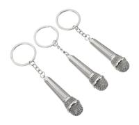 CALLARON 3 Llaveros Micrófono de Aleación de Zinc Plateados, Colgantes Musicales para Llaves, Decoración Creativa para Bolso y Accesorios de Hombres y Mujeres, Obsequio Original