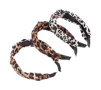CALLARON 3 Piezas diadema de leopardo banda de pelo anudada de leopardo de moda diadema con de leopardo Venda diademas para el cabello de la mujer envoltura de pelo de leopardo paño