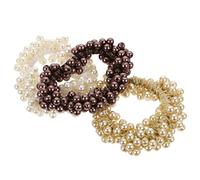 CALLARON 3 Piezas Diadema de Perlas Banda Elástica para Coleta Coletero de Perlas para Niña para Boda Accesorios Cabello para Mujer