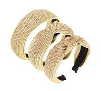 CALLARON 3 Piezas Diademas Cruzadas de Ratán Tejidas Mano para Mujeres Accesorios de Cintas para Atractivas y Cómodas para Ocasiones Casual y Festivas