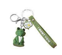 CALLARON 3 Piezas Llavero de Rana de Pvc con Facetas Geométricas Llavero Creativo de Color Verde Profundo para Bolso Llave de Coche con Cordón