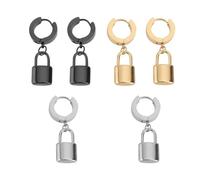 CALLARON 3pares Pendientes de Pareja Candado Estilo Punk Decoración para Orejas Joyería Elegante para Fiestas Callejeras Pendientes Sencillos y Creativos