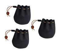 CALLARON 3piezas Bolsa De Almacenamiento De Cuero Vintage para Monedas Monedero Ligero y Duradero para Claves y Cambios Negro