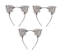 CALLARON 3piezas Diadema De Orejas De Gato Decoración Cabello Para Disfraces y Representaciones