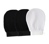 CALLARON 3Piezas Guantes De Exfoliantes Guantes De Fregado Para Ducha Exfoliantes Compactos Negros Una Limpieza Profunda y Suave