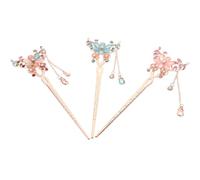 CALLARON 3piezas Tocado De Horquilla Retro Para Mujer Horquillas Chinas Flores Accesorios Cabello Para Sujetar Moños o Peinar El Cabello