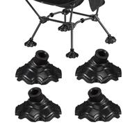 CALLARON 4 Fundas Protectoras Antideslizantes Negro de Plástico Diseño Grueso en Forma de Aletas para Patas de Silla y Mesa de Camping para Picnics y Exteriores