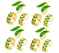 CALLARON 4 Juegos Anillo Abierto Con Hojas Anillos Para Niñas Anillos Joyas De Mujer De Cumpleaños Para Anillo Ajustable Bisutería Para Mujer Simple Rings Cobre 3 Piezas X 4