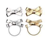 CALLARON 4 Piezas Lazos Elásticos Cabello de Niñas Lazo de Pu Dorado y Plata, Accesorios Pelo sin Deformación para Uso Diario y Navidad