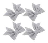 CALLARON 4 Piezas Lazos Navideños de Lana Perlada Plateada para Decoración DIY Reutilizable en Fiestas de Navidad y Mascaradas