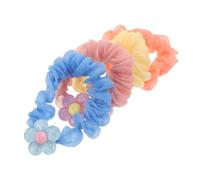 CALLARON 4piezas Accesorios Cabello Elásticos De Flores De Cristal Coleteros Coloridos Bonitos Para Niñas