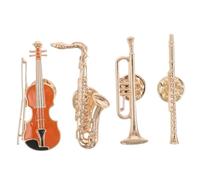 CALLARON 4piezas Broche Tema Musical Vintage de Saxofón Guitarra y Flauta Insignias de Metal para Amantes Música Decoración de Chaqueta y Sombrero