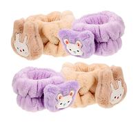 CALLARON 4piezas Pulsera de Lavado Facial Absorbente de Agua Hogar Cómoda Lavado Facial Muñequera de Franela para Lavarse la Cara el Spa