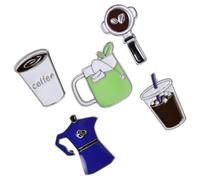 CALLARON 5 Uds Tazas De Café Pin De Solapa Broche De Novedad Broche De Camisa Insignia De Solapa De Dibujos Animados Insignias De Café Pin Broche De Taza De Té Con Leche Pin De Solapa De