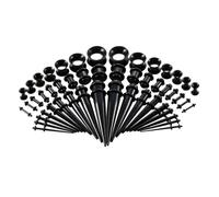 CALLARON 50piezas Kit de Expansión de Oído de Acrílico Dilatadores de Oreja para Perforación de Pabellón Auricular Tapones para Oídos Negros para Agrandadora de Orejas