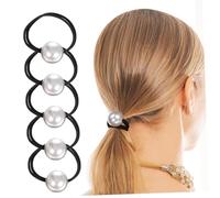 CALLARON 6 Piezas corbatas elásticas soporte de de caballo de perlas para accesorios de perlas mujer Rosario Cuerdas Corbatas del cabello de de caballo anti-perla Black