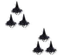 CALLARON 6 piezas Diademas de Bruja para Halloween Accesorios de Fiesta con Sombrero de Encaje Negro Ligero y Cómodo para Disfraz y Cosplay
