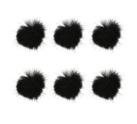 CALLARON 6 Pompones Magnéticos para Decoración de Uñas en Color Negro, Material de Felpa, Diseño Creativo Apariencia de Bola de Pelo, Paquete de 6 Piezas para Decoración de Uñas