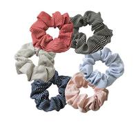 CALLARON 6piezas Coletero De Rayas Para Mujer Elástico Para Coleta Gomas De Pelo Tela Para Niña Incluye Colores Grises Azules Claros Rosas y Azules Ming Accesorios Pelo