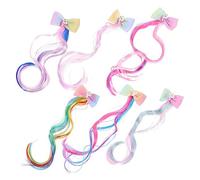 CALLARON 6piezas Extensiones De Cabello Trenzar Colores Niñas Pinzas Pelucas Lazo Unicornio Para Cumpleaños